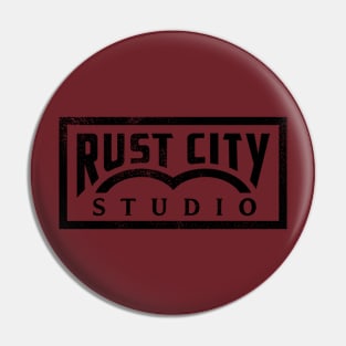 Rust City Studio Logo (Black, Distressed) Pin