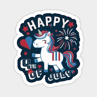 Happy 4th of July With Funny Unicorn Magnet