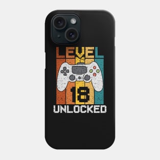 Level 18 Unlocked, Retro 18th Birthday Gamer Phone Case