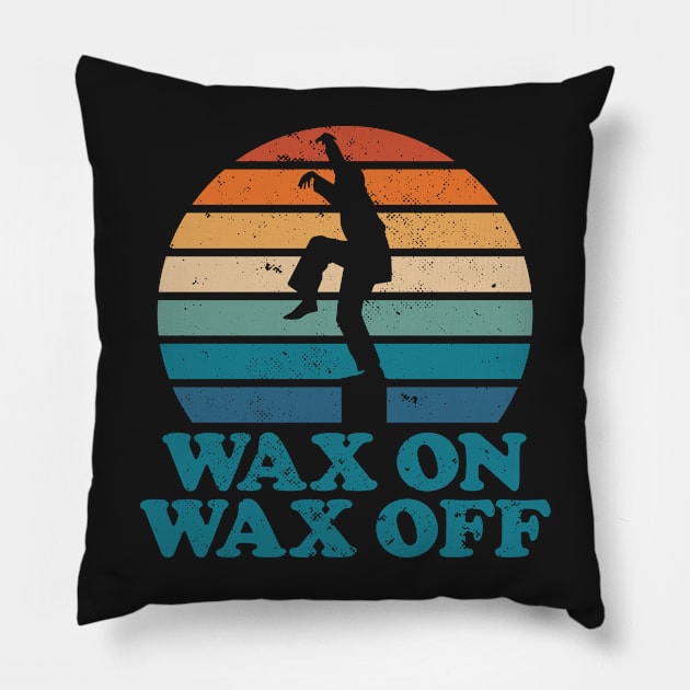 Wax On Wax Off Classic sunset Pillow by Bubsart78