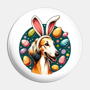 Saluki with Bunny Ears Celebrates Easter Delightfully Pin