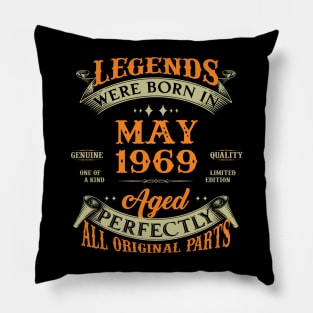 54th Birthday Gift Legends Born In May 1969 54 Years Old Pillow