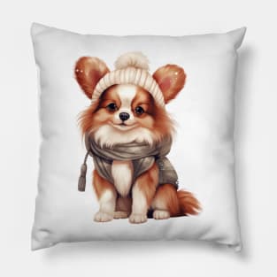 Winter Papillon Dog Pillow