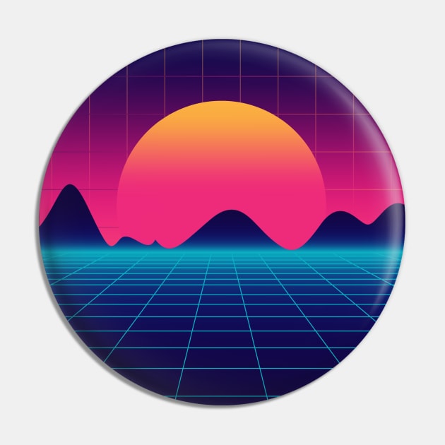 Throwback Sunset Synthwave Pin by edmproject