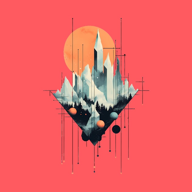 Geometric crystal city - Surreal artwork by Unelmoija