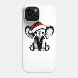 Christmas Elephant with Santa Hat Phone Case