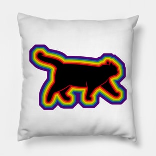 LGBTQ+ rainbow a walking cat silhouette Pillow