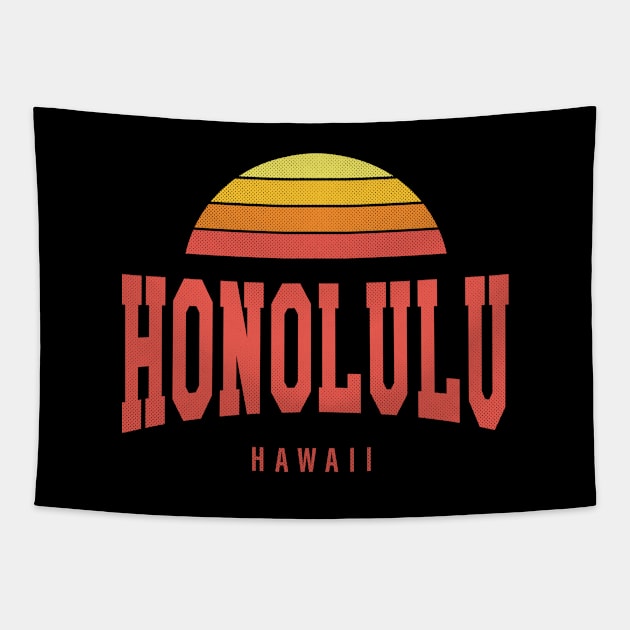 Honolulu, Hawaii - HI Retro Sunrise/Sunset Tapestry by thepatriotshop