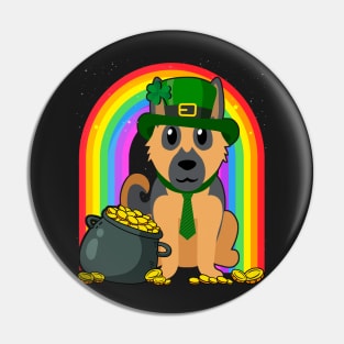 German Shepherd Rainbow Irish Clover St Patrick Day Dog Gift graphic Pin