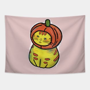 Pumpkin cat Tapestry