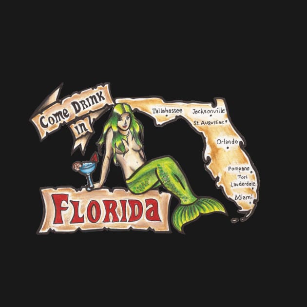 Mermaid Florida Postcard: Come Drink in Florida by JohnKing