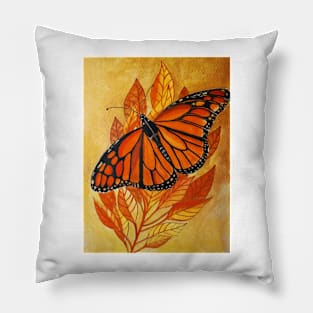 Monarch butterfly watercolour painting Pillow