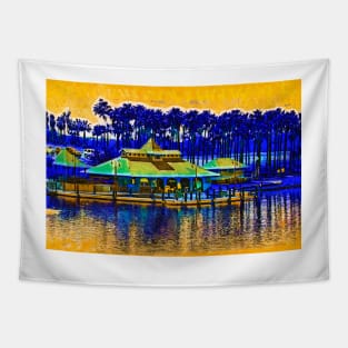 Sunrise At The Boat Dock Tapestry