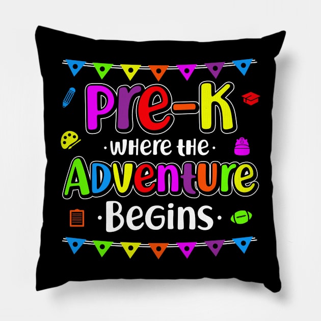 Pre-K Where The Adventure Begins Pillow by luisharun