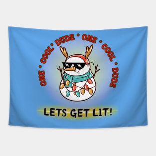 Christmas Holiday cool snowman Lets Get lit! Tapestry