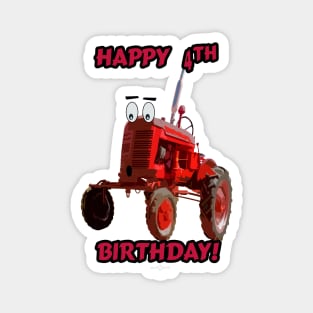 Happy 4th birthday tractor design Magnet