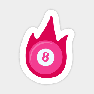 Flaming Pool Billiard Eight Ball in Pink Magnet