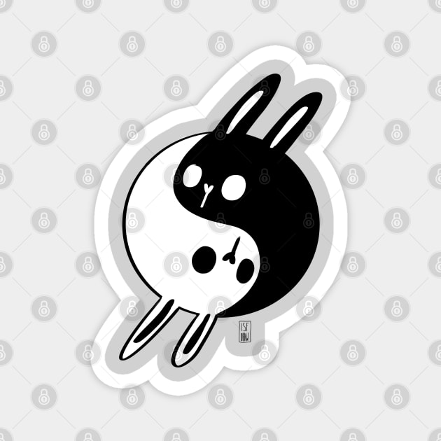 Yin Yang Bunnie Lover Gift Cute Rabbits Kawaii Magnet by ISFdraw