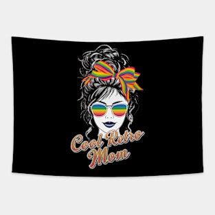 Cool Retro Mom Hair Bun Colorful Design Tapestry