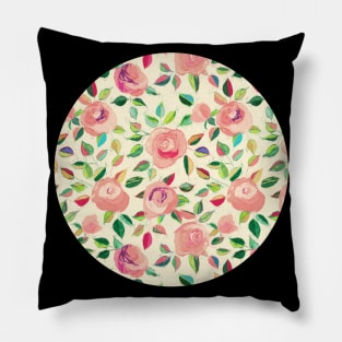 Pastel Roses in Blush Pink and Cream Pillow