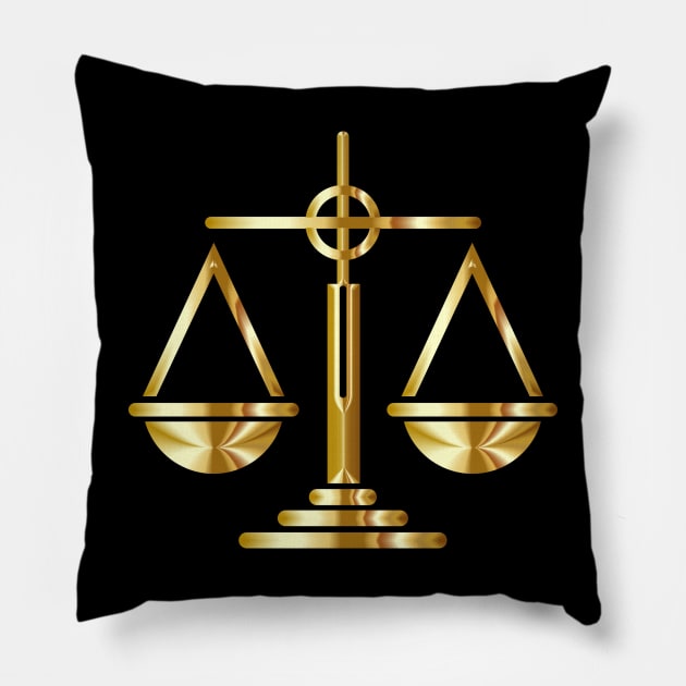 Golden Scales Of Justice 2 Pillow by skycloudpics