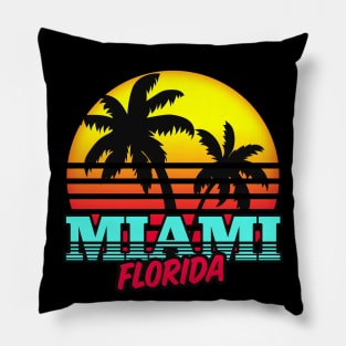 Retro Miami Florida Palm Trees 80's Pillow