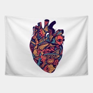 Retro Triad Transparent Heart Tapestry