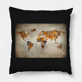 Paint peeling World Map Pillow