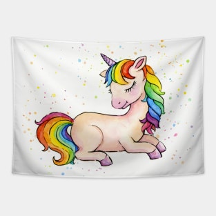 Sleeping Rainbow Unicorn Tapestry