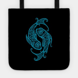 Blue Pisces Zodiac Sign Tote