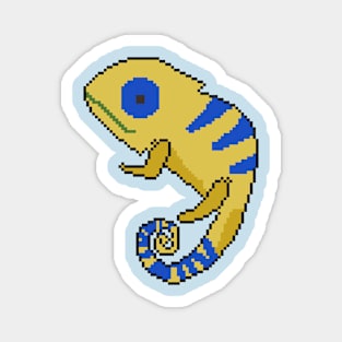 Chameleon Charm: Pixel Art Chameleon Design for Fashionable Attire Magnet