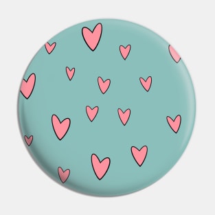 Kawaii Pastel Hearts-Teal Pin