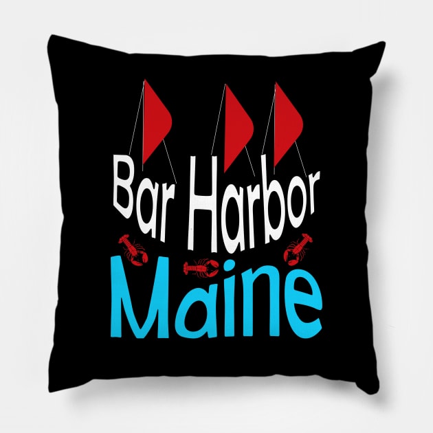 Bar Harbor Maine Sail and Lobster Pillow by spiffy_design