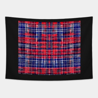 Red White and Blue Aesthetic Tartan Pattern - Patriotic Plaid Quilt 1 Tapestry