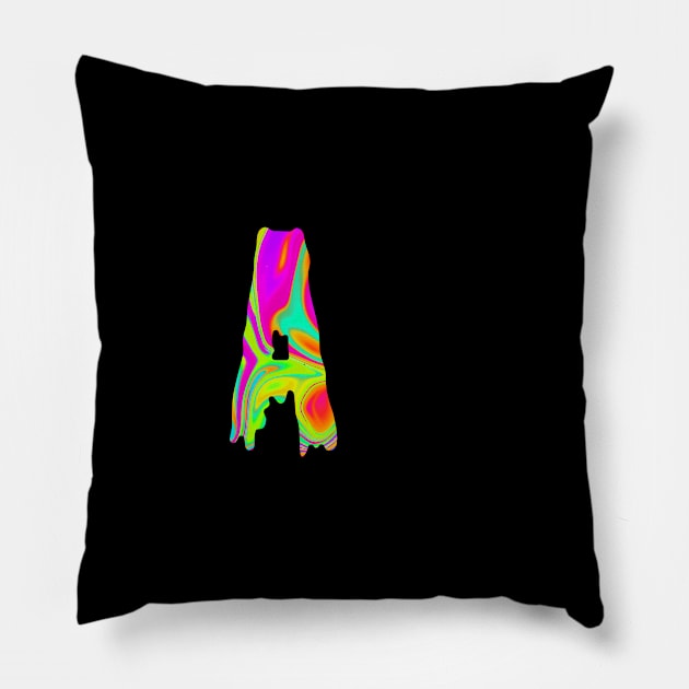 Holographic Trippy A Lette Pillow by Artistry Vibes