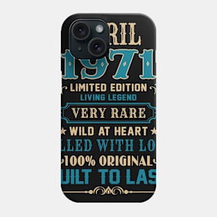 Vintage 48th Birthday April 1971 Shirt 48 Years Old Gift tee Phone Case