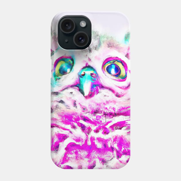 Pink baby owl cotton candy style Phone Case by Cotton Candy Art