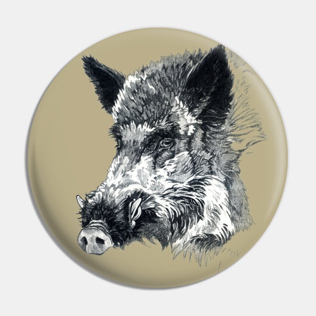 Wild boar head Pin by SakalDesign