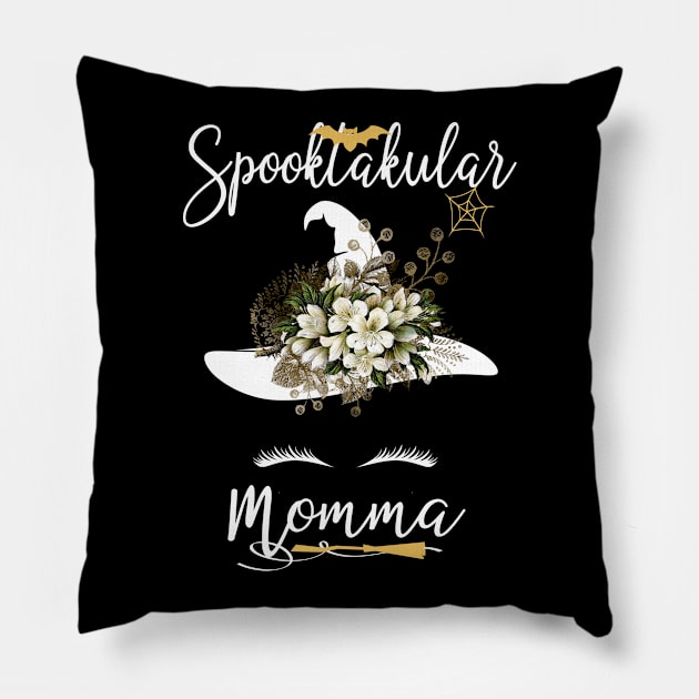 Ladies Floral Hat Costume Halloween Momma Pretty Witch Face Pillow by Kimmicsts