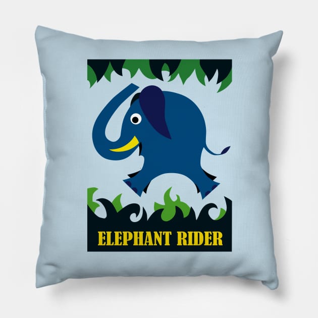 Elephant Rider Cartoon Pillow by haegifrq