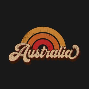 Australia Retro Vintage Rainbow Souvenir Distressed T-Shirt