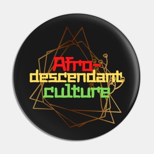 Golden geometric figure with texts in red, black, yellow and green colors Pin