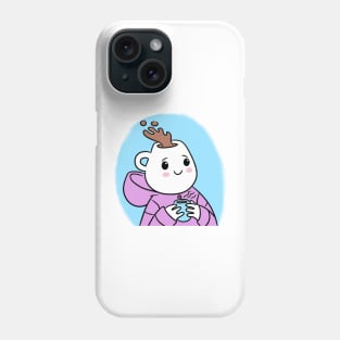 Cute mug head girl with a coffee mug on her hand Phone Case