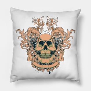 Floral Zombie Skull Pillow