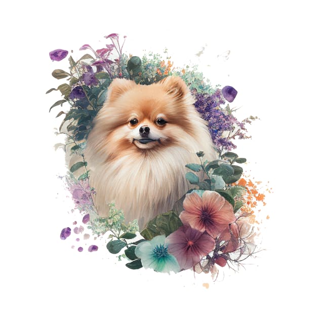 Pomeranian Floral by Mixtgifts