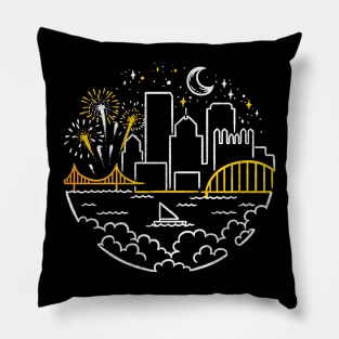 Pittsburgh Monoline Starry Skyline Pillow