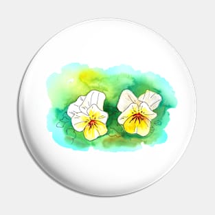 Yellow and White Pansy Flowers Pin