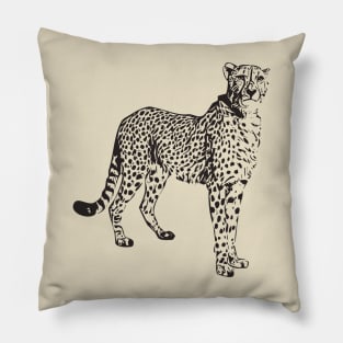 Cheetah Outline Drawing Pillow