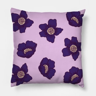 Purple Anemone Flowers Pillow