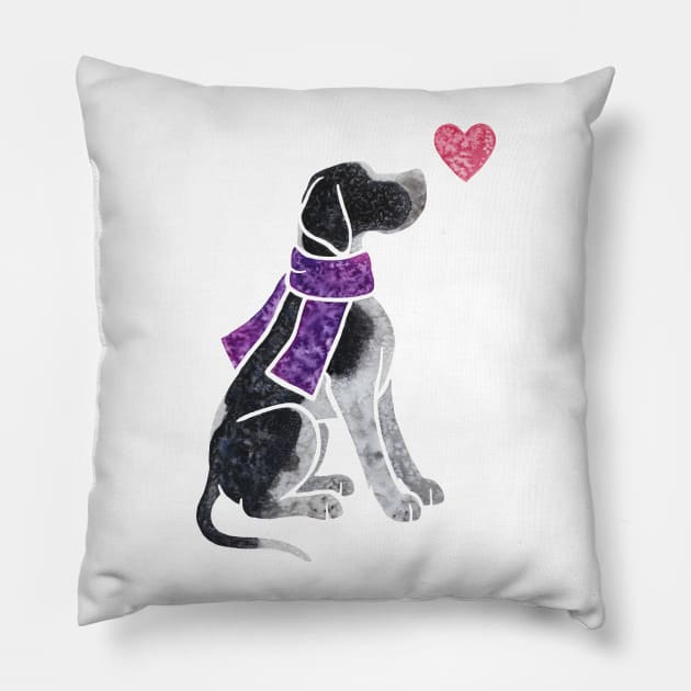 Watercolour Pointer Pillow by animalartbyjess